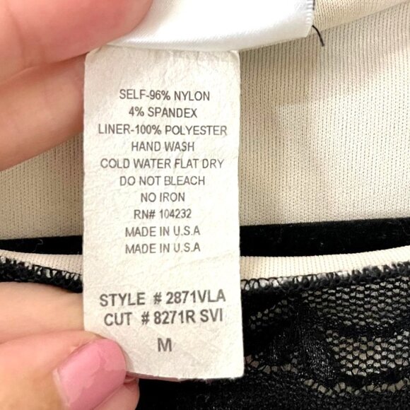 VOL. 1 Lace Tank Top Sheer Black Cream Under Linning Size Medium - Picture 5 of 5